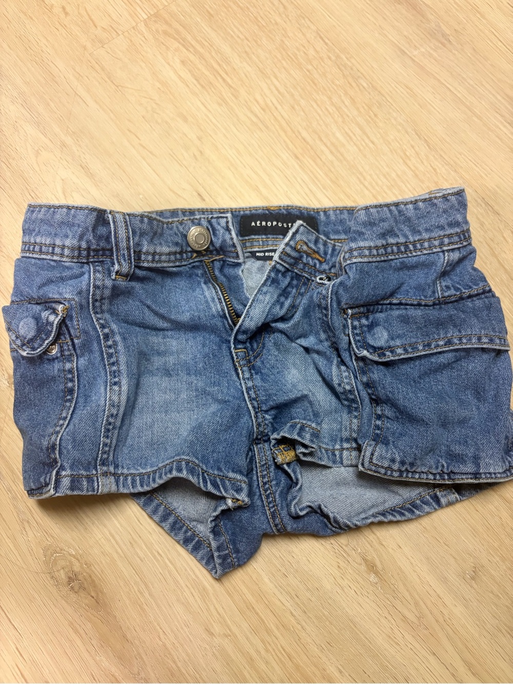 Aeropostale Women's Blue Denim Cargo Short Shorts